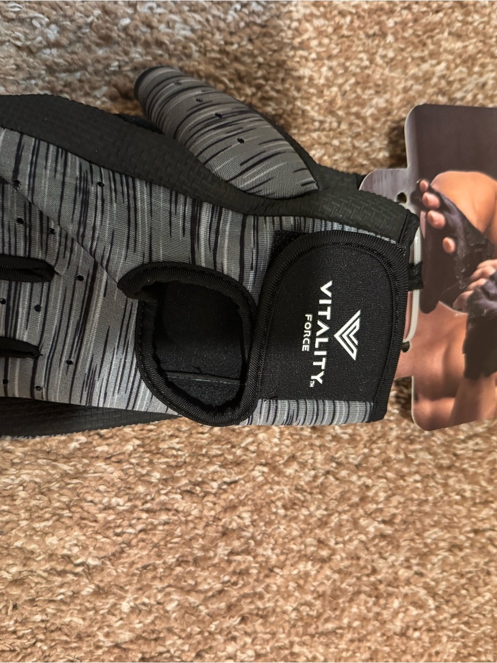 Vitality Force Gray & Black Workout Gloves XL